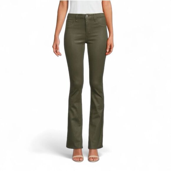 NWT L'AGENCE Selma High Rise Baby Boot Bootcut Jeans in Ivy Green Coated Size 25 - Picture 4 of 11